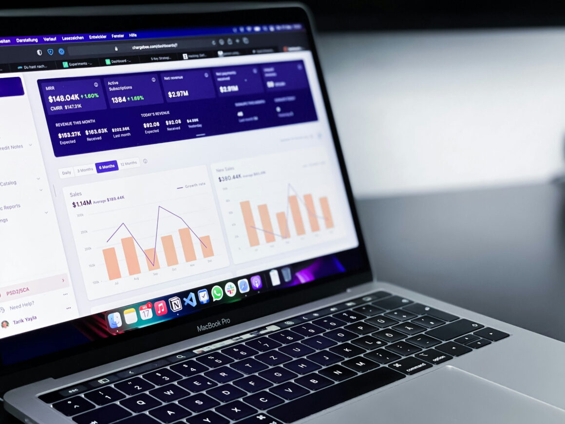 I Tried Amazon Affiliate Marketing – Here's What I Learned Analytics dashboard on a laptop showing performance data related to Amazon affiliate marketing