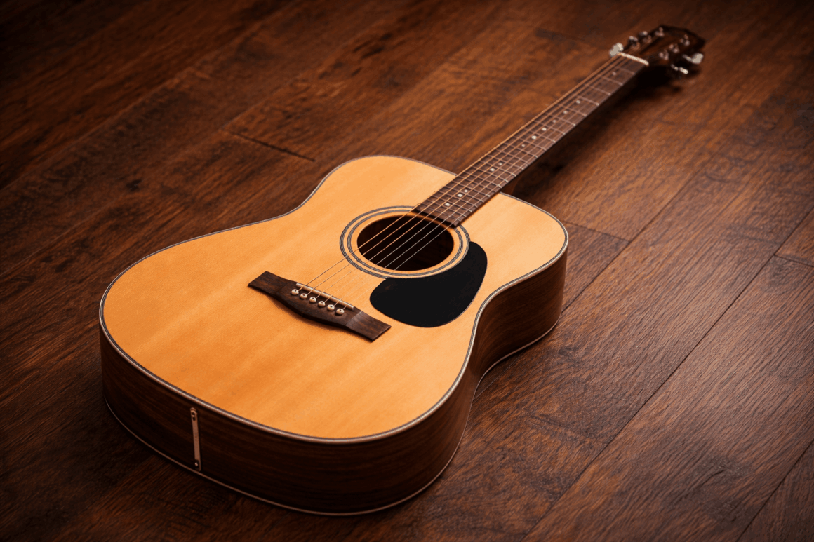Acoustic guitar resting on a wooden floor, representing a
Productive Hobbies for the Active Millennial Man.
