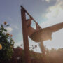 Outdoor bodyweight training in a garden as part of healthy habits for fat loss
