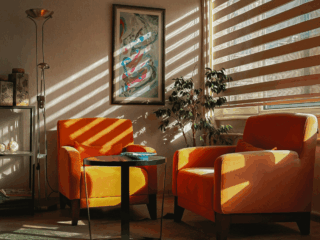 Minimalist sustainable lifestyle interior with simple furniture and natural light