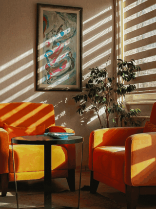 Minimalist sustainable lifestyle interior with simple furniture and natural light