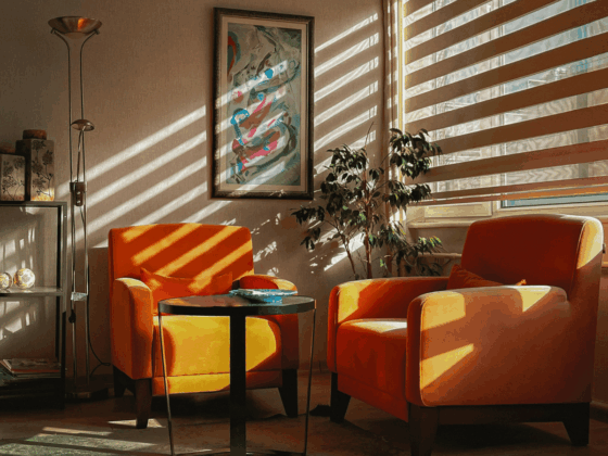 Minimalist sustainable lifestyle interior with simple furniture and natural light