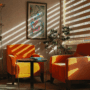 Minimalist sustainable lifestyle interior with simple furniture and natural light